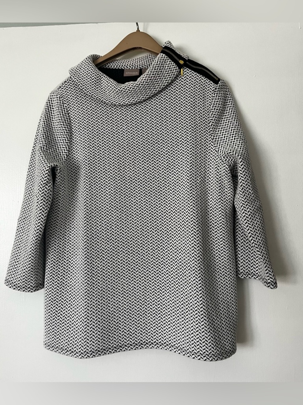 Chico’s Herringbone Cowl Neck Top